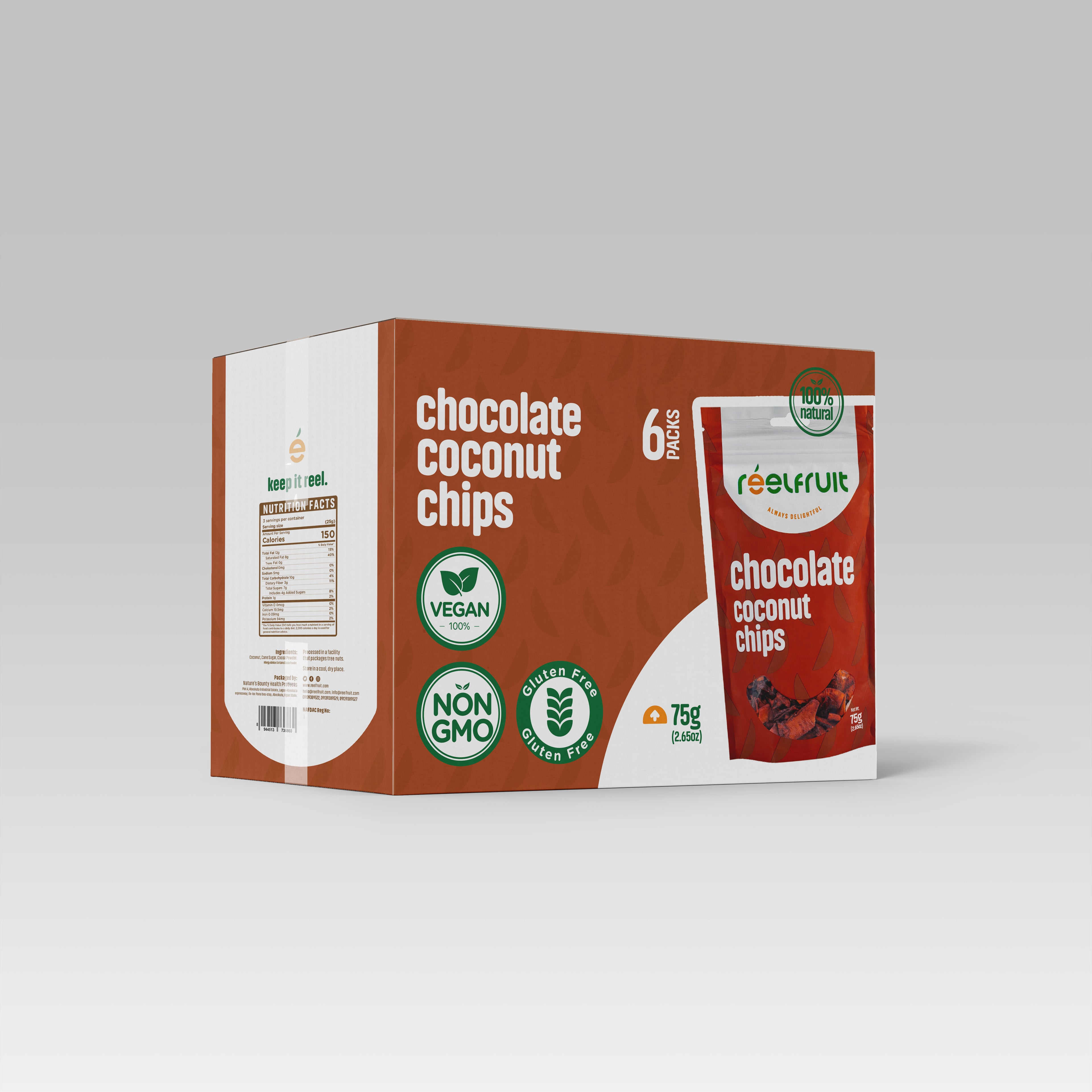 Toasted Choc Coconut Chips Pack of 6 x 75g