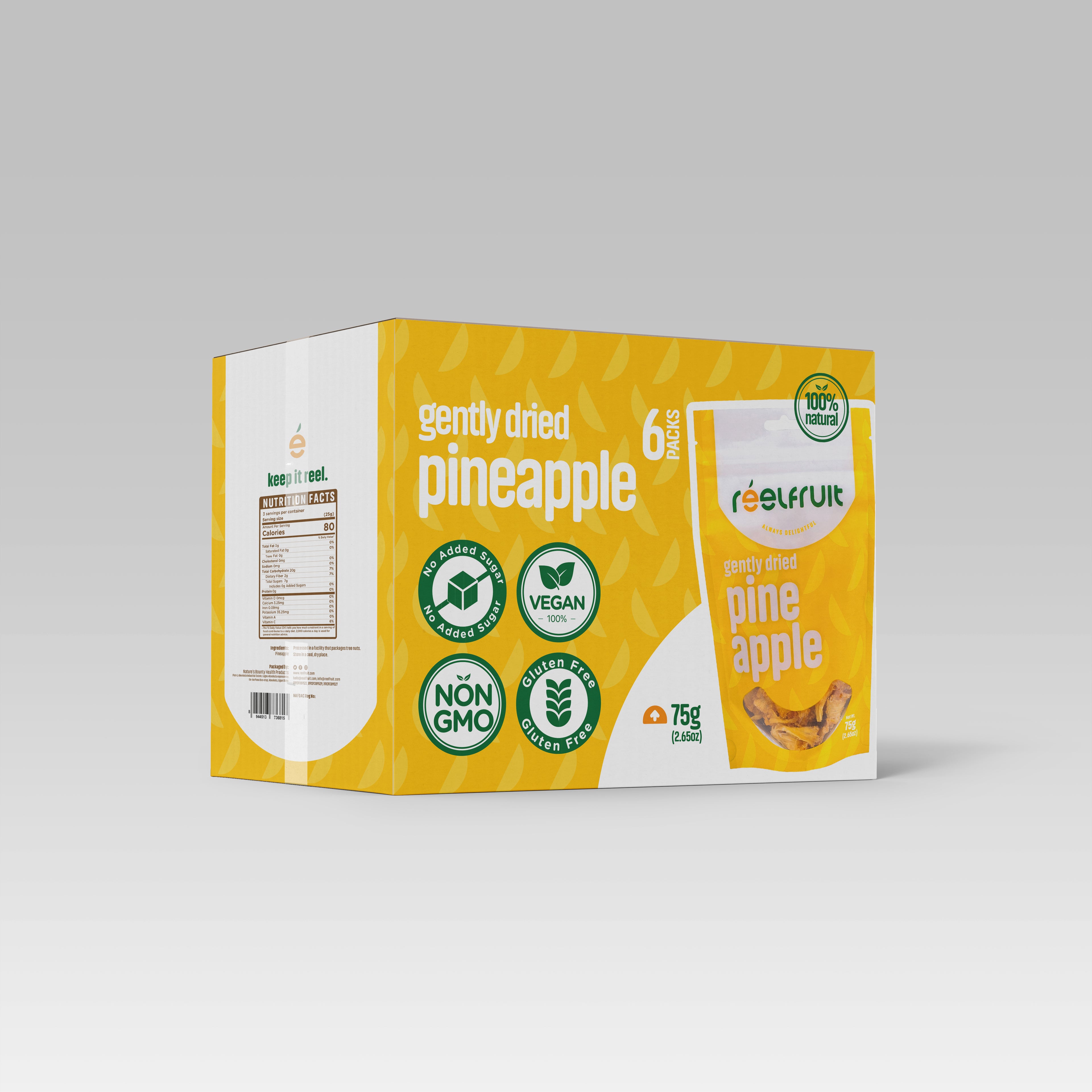 Gently Dried Pineapple Pack of 6 x 75g