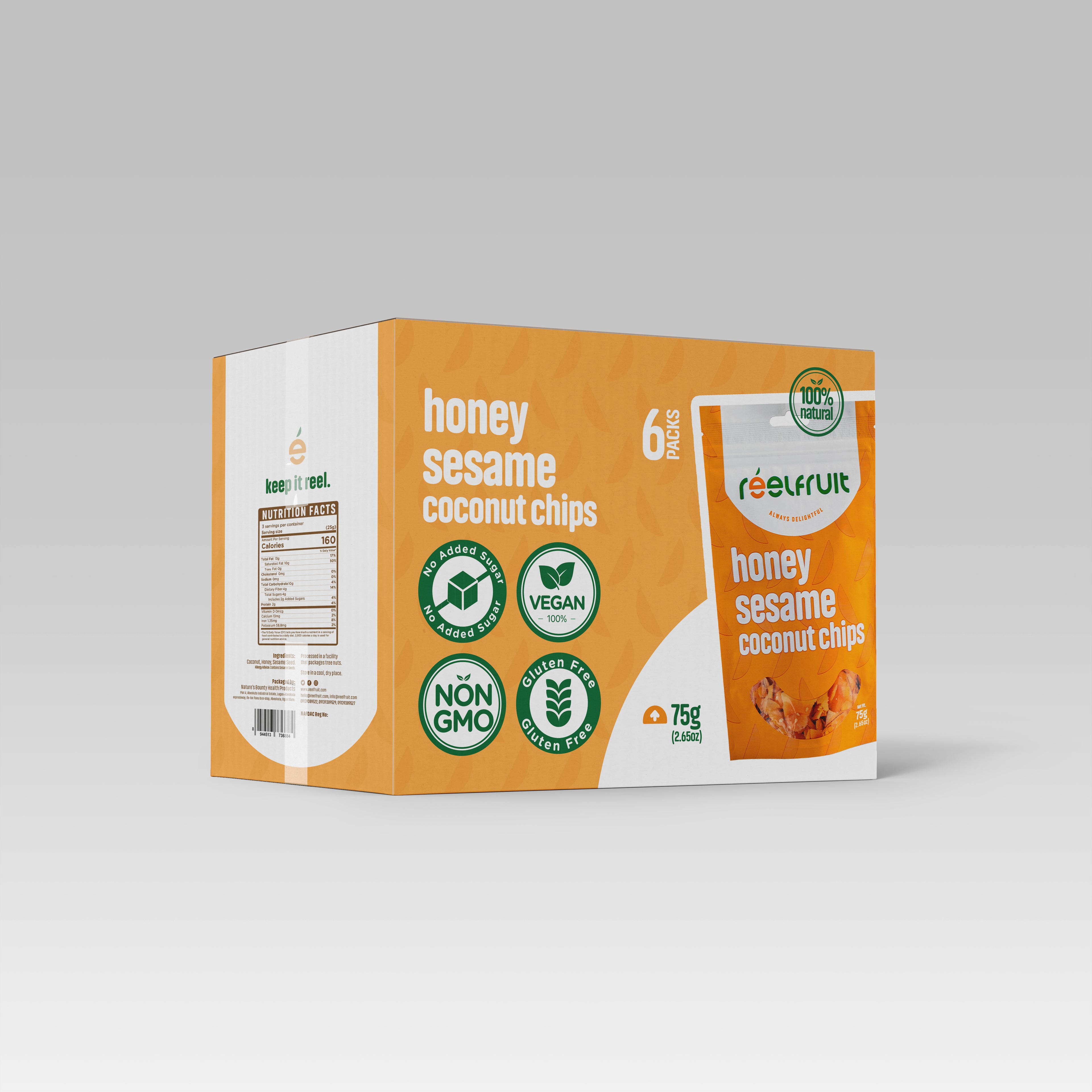 Toasted Honey Sesame Coconut Chips Pack of 6 x 75g